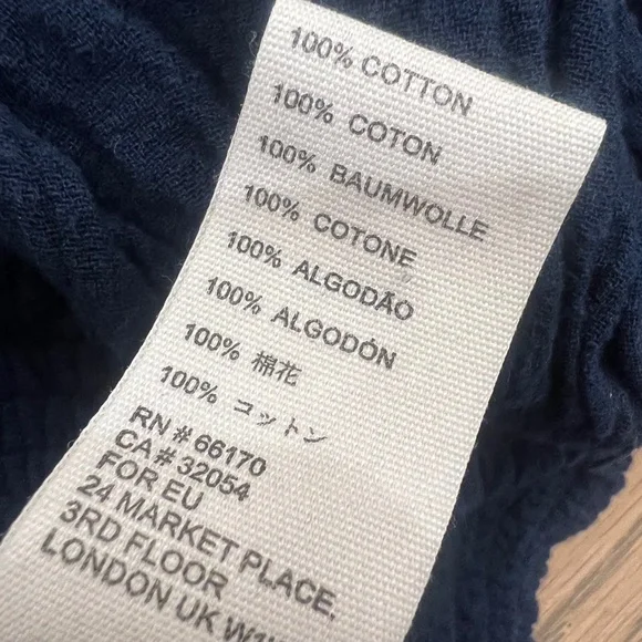 Like New [We The Free ✵ People] Navy Blue Off Shoulder Smocked Crop Top | Small - Picture 11 of 15